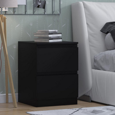 Fwstyle Carlton Black 2 Drawer Bedside Table Chest Of Drawers (H) 55Cm (W) 40Cm (D) 40Cm from B&Q
