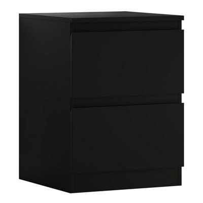 Fwstyle Stora Black 2 Drawer Bedside Chest Table Nightstand (H) 55Cm (W) 40Cm (D) 40Cm Extra Deep Drawers from B&Q
