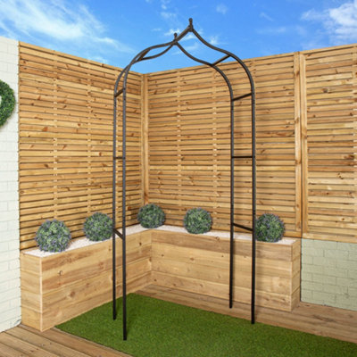 B&Q -  2.4M X 1.1M Black Baroque Steel Garden Flower Rose Arch