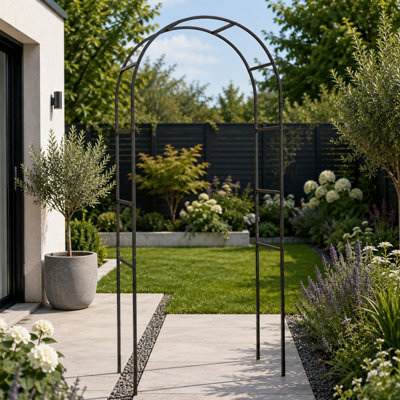 Samuel Alexander 2.28M X 1.1M Garden Steel Arch Trellis For Climbing Plants Black
