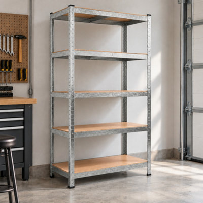 Samuel Alexander Unisex Silver 0.9M X 1.8M 5 Tier Heavy Duty Metal Shelving Storage Racking Unit In - Image 6