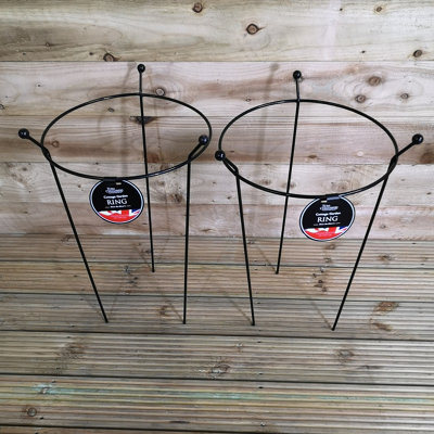 B&Q -  2 Pack Of Small 60Cm X 35Cm Heavy Duty Black Steel Herbaceous Garden Plant Support Ring