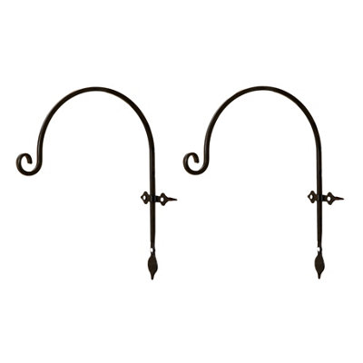 Samuel Alexander 2 Pack Of 38Cm Black Handcrafted Metal Garden Wall Bracket Hooks For Hanging Baskets from B&Q