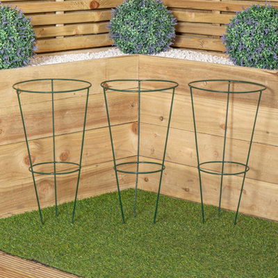 B&Q -  Pack Of 3 Tom Chambers Urban Green Conical Garden Plant Support Ring 30Cm    Medium