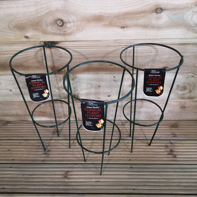 B&Q -  Pack Of 3 Tom Chambers Urban Green Conical Garden Plant Support Ring 20Cm  Small