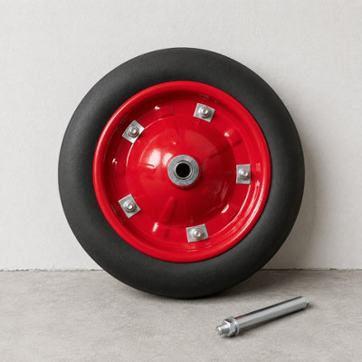 B&Q -  Replacement 13" X 3" Puncture Proof Wheelbarrow Solid Wheel With Axle