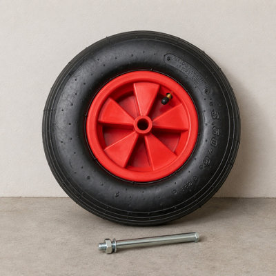 B&Q -  Replacement 13" X 3" Pneumatic Garden Wheelbarrow Wheel With Axle