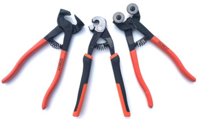 Gobest Hand Tile Cutter Pliers Set 3 PcsTungsten JawsSoft Grip Handles from B&Q