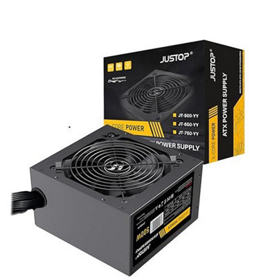 B&Q -  Black Atx 500W PsuSwitching Power Supply120mm Fan4+4-Pin 12V6X Sata