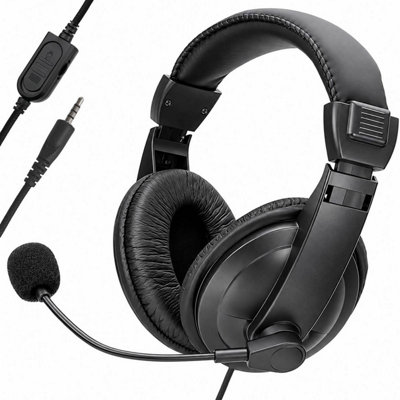 Justop Stereo Headset With Microphone, 3.5mm Jack, Wired Headphones For Mobile Phones, Laptops, Gaming Consoles