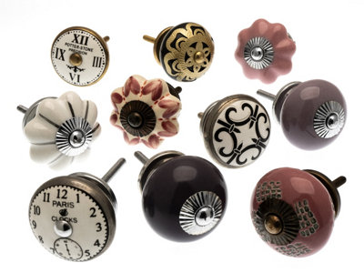 Cupboard Knobs Decorative Shabby Chic Bohemian Ceramic Door And Drawer Handles Set Of 10 By Mango Tree