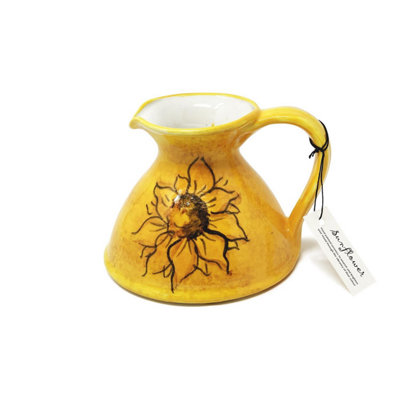 Verano Spanish Ceramics - Sunflower Flat Based Jug - Yellow - .9L - Image 3
