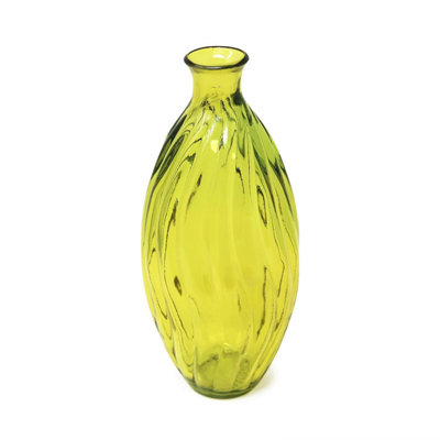 B&Q -  Recycled Glass Ola Yellow Home Décor Medium Tall Vase (H) 31Cm