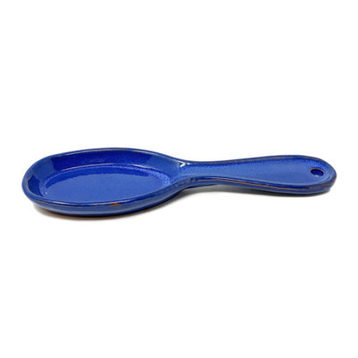 Verano Spanish Ceramics Selena Glazed Hand Dipped Kitchen Dining Utensil Spoon Rest Blue (L) 27Cm from B&Q