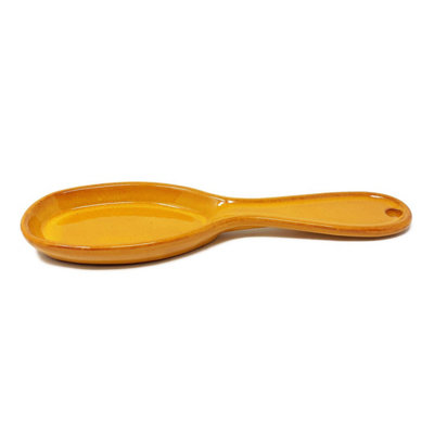 Verano Spanish Ceramics Selena Glazed Hand Dipped Kitchen Dining Utensil Spoon Rest Orange (L) 27Cm from B&Q