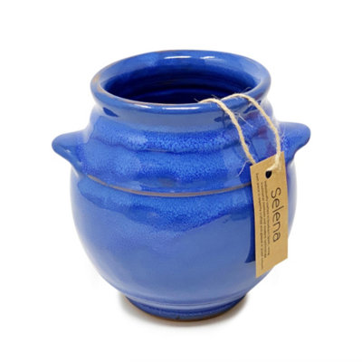 Verano Spanish Ceramics Selena Glazed Hand Dipped Kitchen Dining Utensil Jar Blue (H) 16Cm X (D) 16.5Cm from B&Q