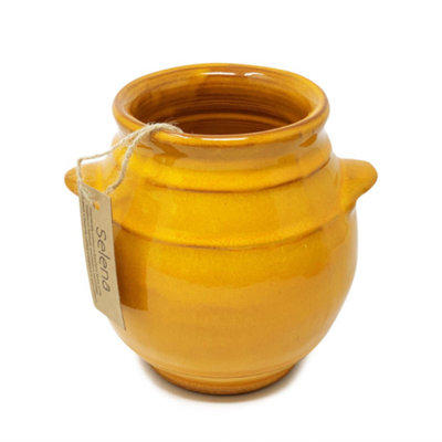 Verano Spanish Ceramics Selena Glazed Hand Dipped Kitchen Dining Utensil Jar Orange (H) 16Cm X (D) 16.5Cm from B&Q
