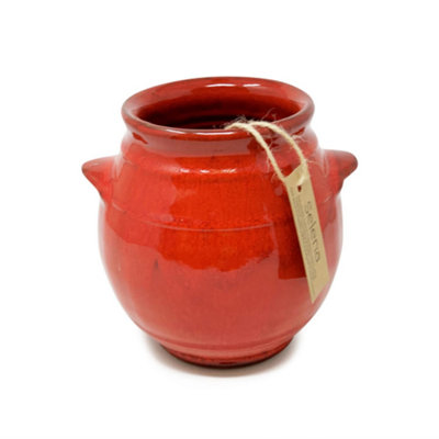 B&Q -  Selena Glazed Hand Dipped Kitchen Dining Utensil Jar Red (H) 16Cm X (D) 16.5Cm