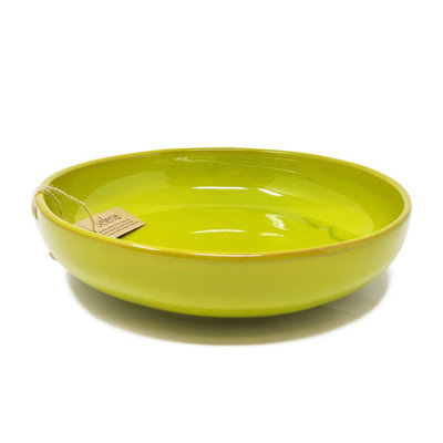 Verano Spanish Ceramics Selena Glazed Hand Dipped Kitchen Dining Large Bowl Lime (Diam) 27Cm Green