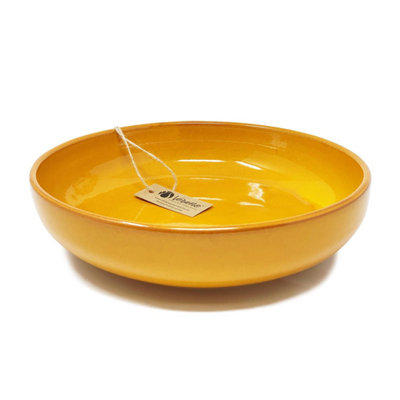 Verano Spanish Ceramics Selena Glazed Hand Dipped Kitchen Dining Large Bowl (Diam) 27Cm Orange