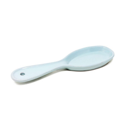 Verano Spanish Ceramics Rustic Pastel Fully Dipped Terracotta Kitchen Dining Utensil Spoon Rest Duck Egg Blue (L) 27Cm from B&Q