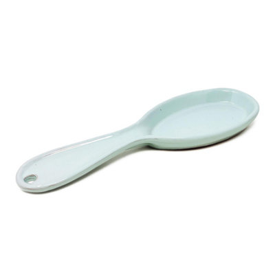 Verano Spanish Ceramics Rustic Pastel Fully Dipped Terracotta Kitchen Dining Utensil Spoon Rest Pale Green (L) 27Cm from B&Q