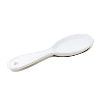Verano Spanish Ceramics Rustic Pastel Fully Dipped Terracotta Kitchen Dining Utensil Spoon Rest White (L) 27Cm from B&Q