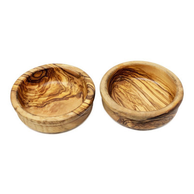 B&Q -  Olive Wood Natural Grained Rustic Kitchen Dining Set Of 2 Tapas Bowls (Diam) 12Cm