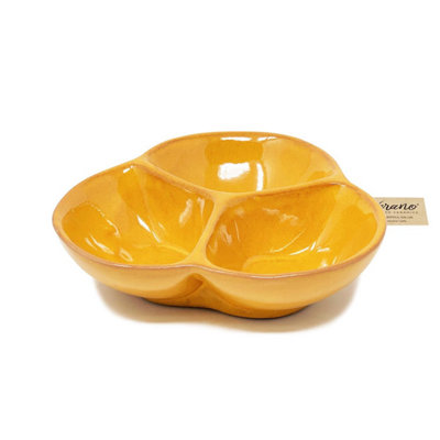 Verano Spanish Ceramics Selena Glazed Hand Dipped Kitchen Dining Snack Trio Dish Medium Orange (D) 18Cm from B&Q