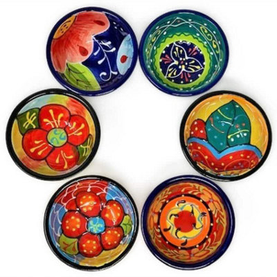 B&Q -  Classic Spanish Hand Painted Pattern Kitchen Dining Set Of 6 Tapas Bowls (Diam) 9Cm