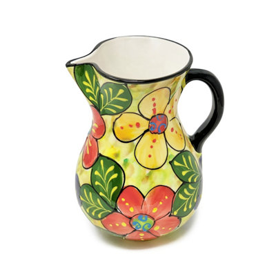 Verano Spanish Ceramics Classic Spanish Hand Painted Decorative Floral Pattern Vase Serving Jug - 2L Floral - Image 4