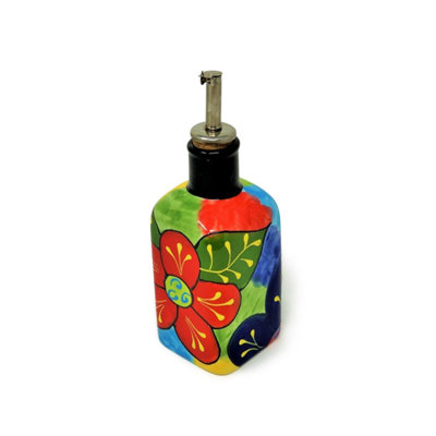 Verano Spanish Ceramics Classic Spanish Hand Painted Pattern Kitchen Dining Squared Oil Drizzler 300Ml Floral from B&Q