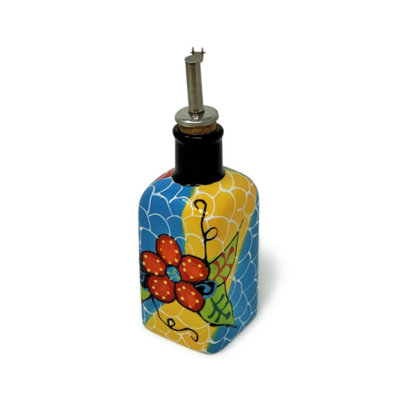 Verano Spanish Ceramics Classic Spanish Hand Painted Pattern Kitchen Dining Squared Oil Drizzler 300Ml Fish Scales from B&Q