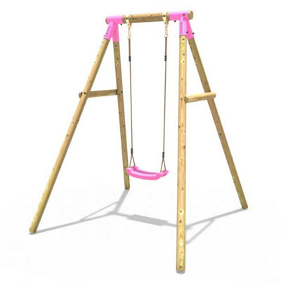 Rebo Wooden Garden Swing Set For KidsSolar Pink from B&Q
