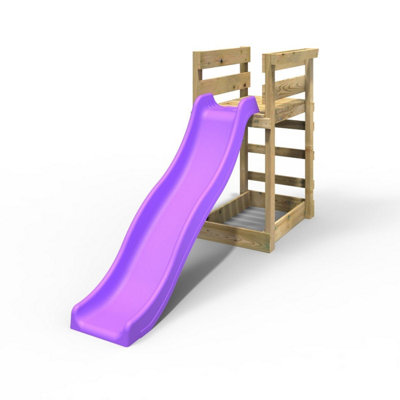 Add-On Wooden Platform With 6Ft Slide For Rebo Wooden Garden Swing SetsPurple from B&Q