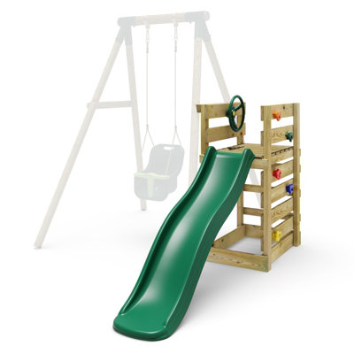 Adventure Pack Add-On Wooden Platform With 6Ft Slide For Rebo Swing SetsDark Green from B&Q