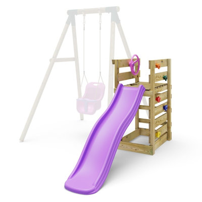 Adventure Pack Add-On Wooden Platform With 6Ft Slide For Rebo Swing SetsPurple from B&Q