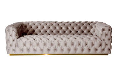 B&Q -  Frankfurt Three Seat SofaTaupe VelvetBrushed Stainless Steel Legs220 X 99 X 72 Cm