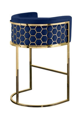 B&Q -  Alveare Counter Stool BrassRoyal Blue