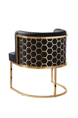 B&Q - Alveare Dining Chair BrassBlack Faux Leather By 