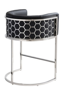 B&Q -  Alveare Counter Stool SilverBlack Faux Leather85 Cm Height