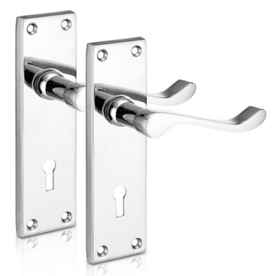 Xfort Lever Lock Scroll Polished Chrome Door Handles 1 Pair