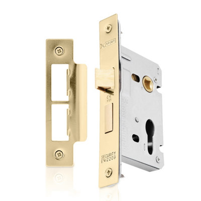 Xfort Polished Brass Euro Profile Sashlock 65Mm