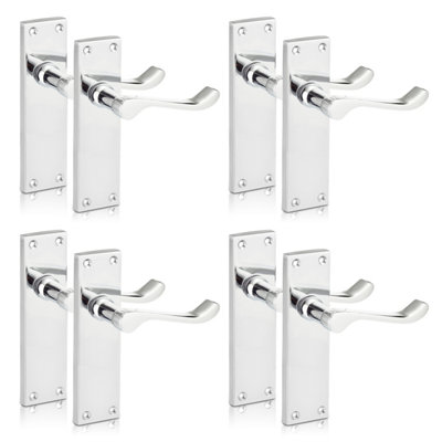 Xfort Victorian Lever Latch Scroll Long Backplate 6" Door Handles 4 Pair Size 6 B&Q
