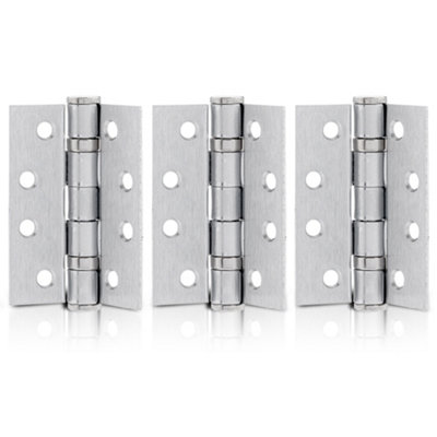 Xfort 4 Inch (100Mm) Satin Chrome Ball Bearing Hinges, Steel Door Hinge For Wooden Doors (1.5 Pairs)
