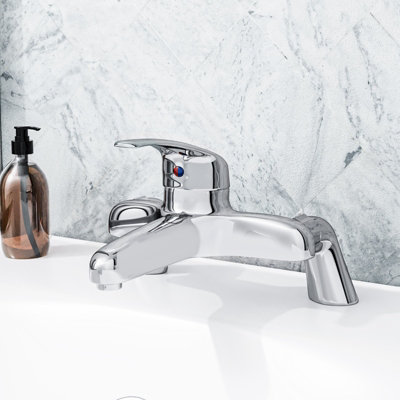 B&Q -  Modern Studio Deck Mounted Chrome Bath Filler Tap