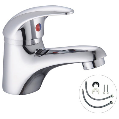 Buyaparcel Cloakroom Basin Mixer Tap Chrome Basin Sink Mono Bathroom Faucet + Fixings from B&Q