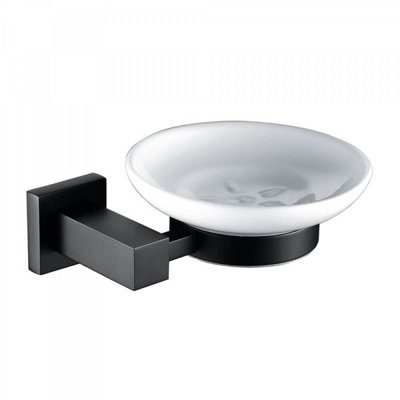Nes Home Matte Black Square Soap Dish Holder from B&Q