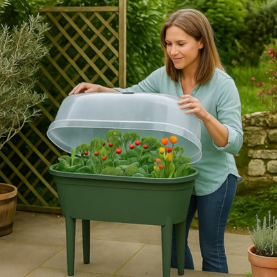 idooka Mini Greenhouse Propagator Legs Outdoor Raised Planter Garden Landscaping Aggregates Flower Herb Green from B&Q