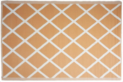 idooka Orange Diamond Squares Outdoor Rug Camping Floor Mat Picnic Blanket 90 X 180Cm from B&Q